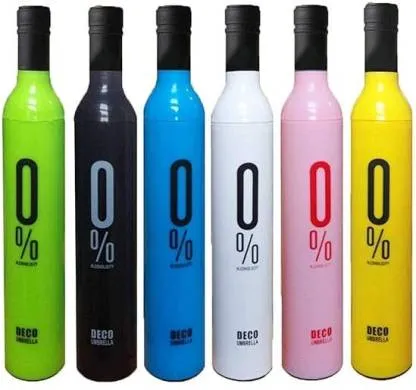 Bottle Shape Mini Compact Foldable Umbrella with Plastic Case (Multi Color Umbrella  (Multicolor)