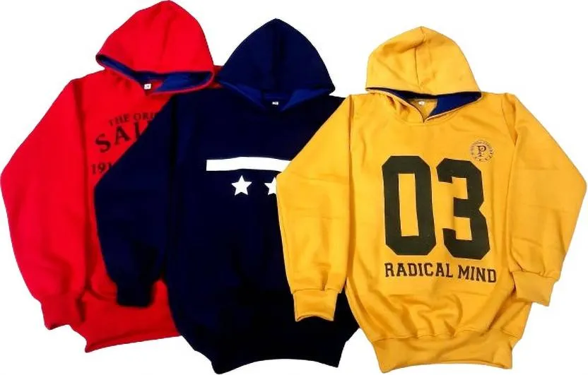 Boys Full Sleeve Color Black Hooded Sweatshirt