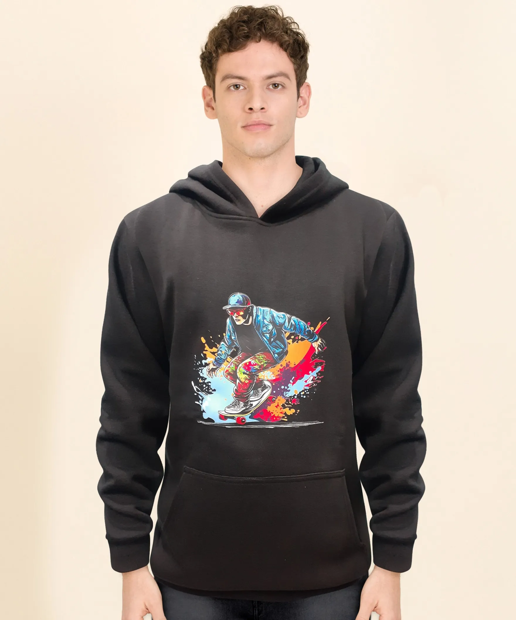 Men Full Sleeve Printed Hooded Sweatshirt