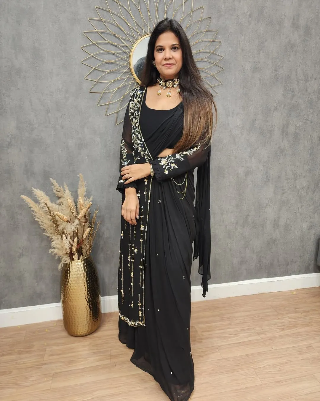 New Trending Fancy Rangoly Cordding And Stone Work Saree