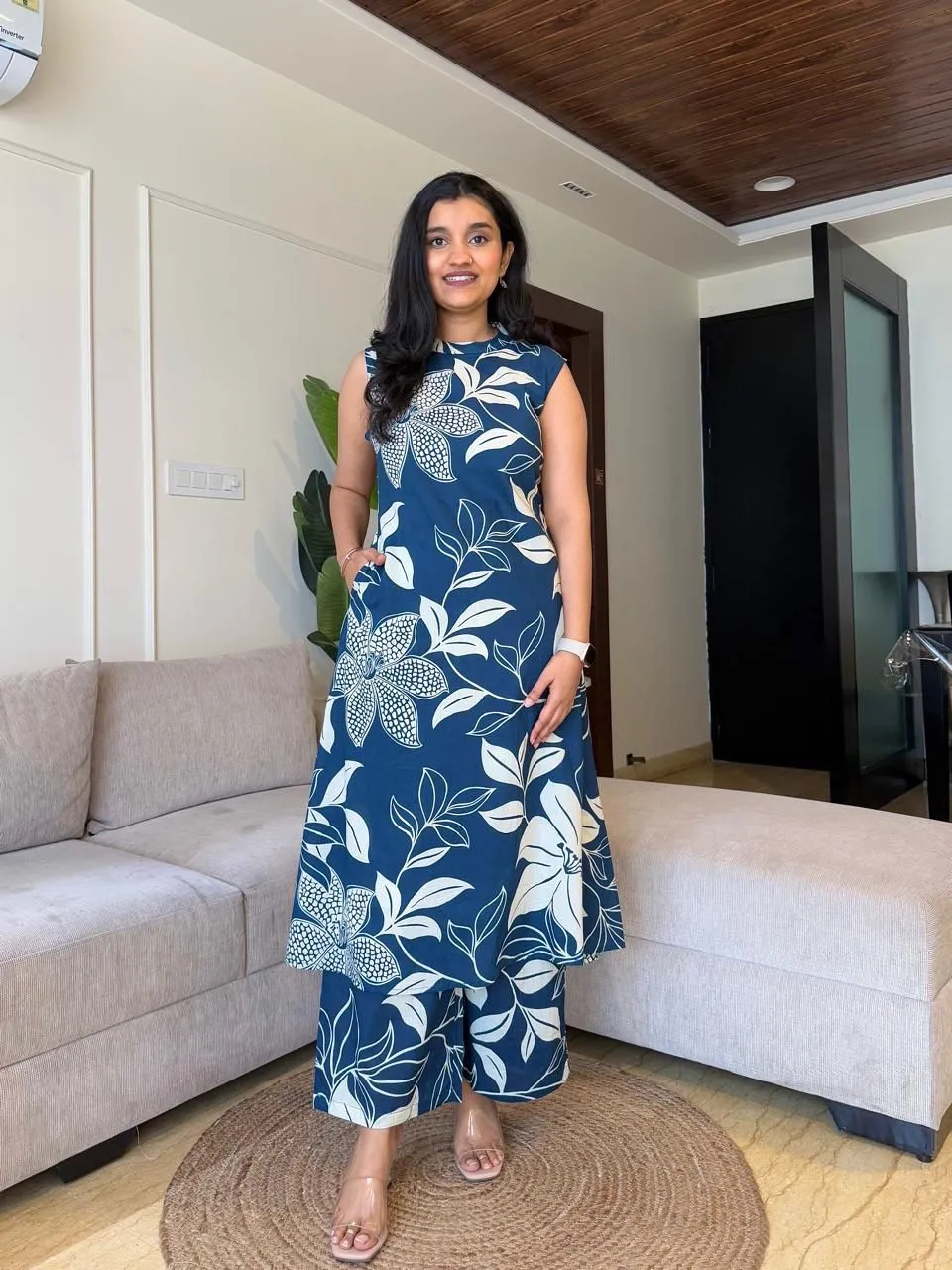 Women Printed Regular Pure Cotton Kurta with Trousers