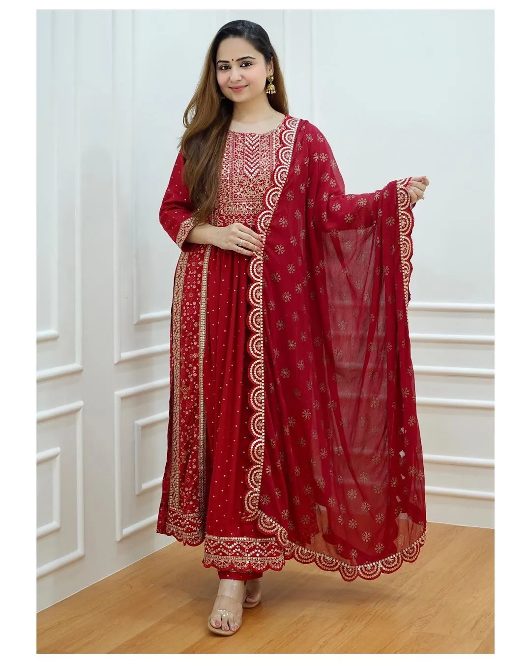 Women Cotton Rayon Kurta Pant Dupatta Set