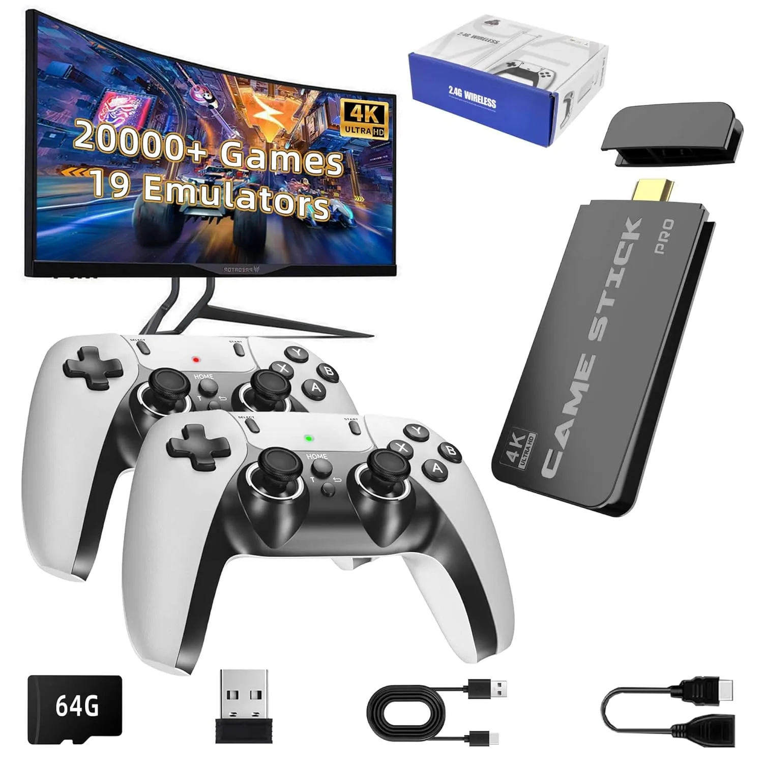 Retro Game Console Stick, Nostalgia Gaming Stick with 4K HDMI, Over 20,000 Games
