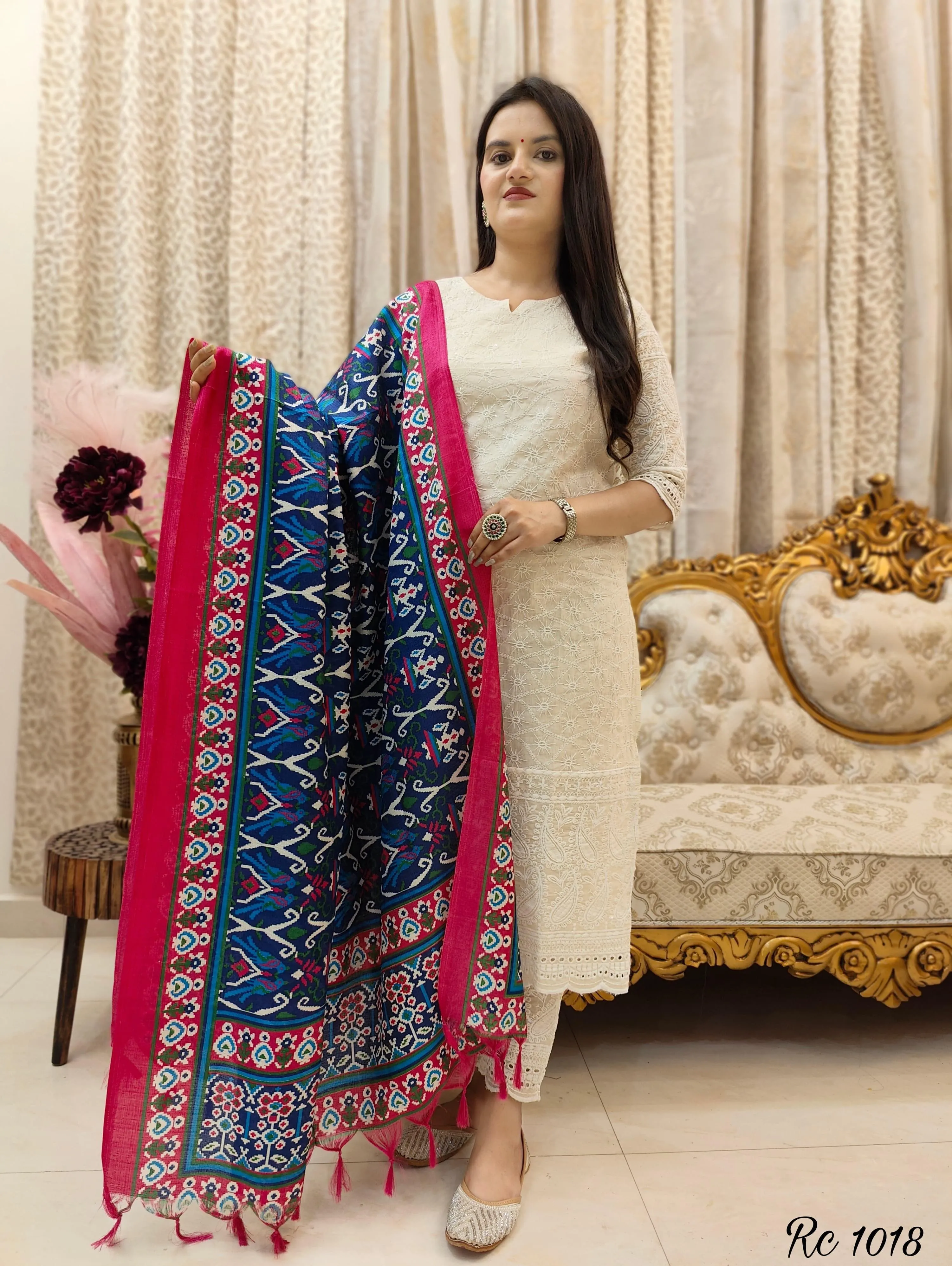 Beautiful vibes of the charming power beautiful chikankari with art silk duppata  style suit set
