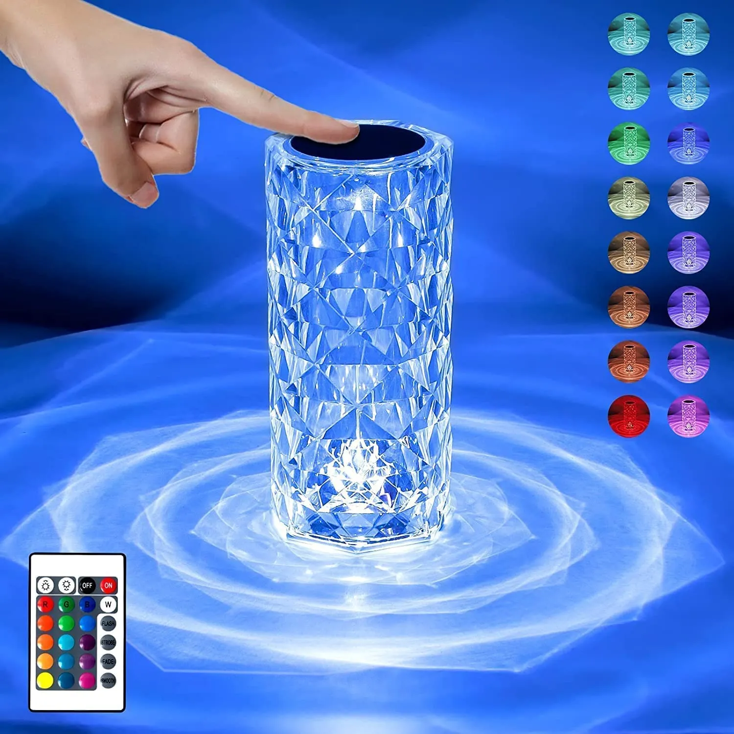 Crystal Lamp,16 Color Changing Rose Crystal Diamond Table Lamp