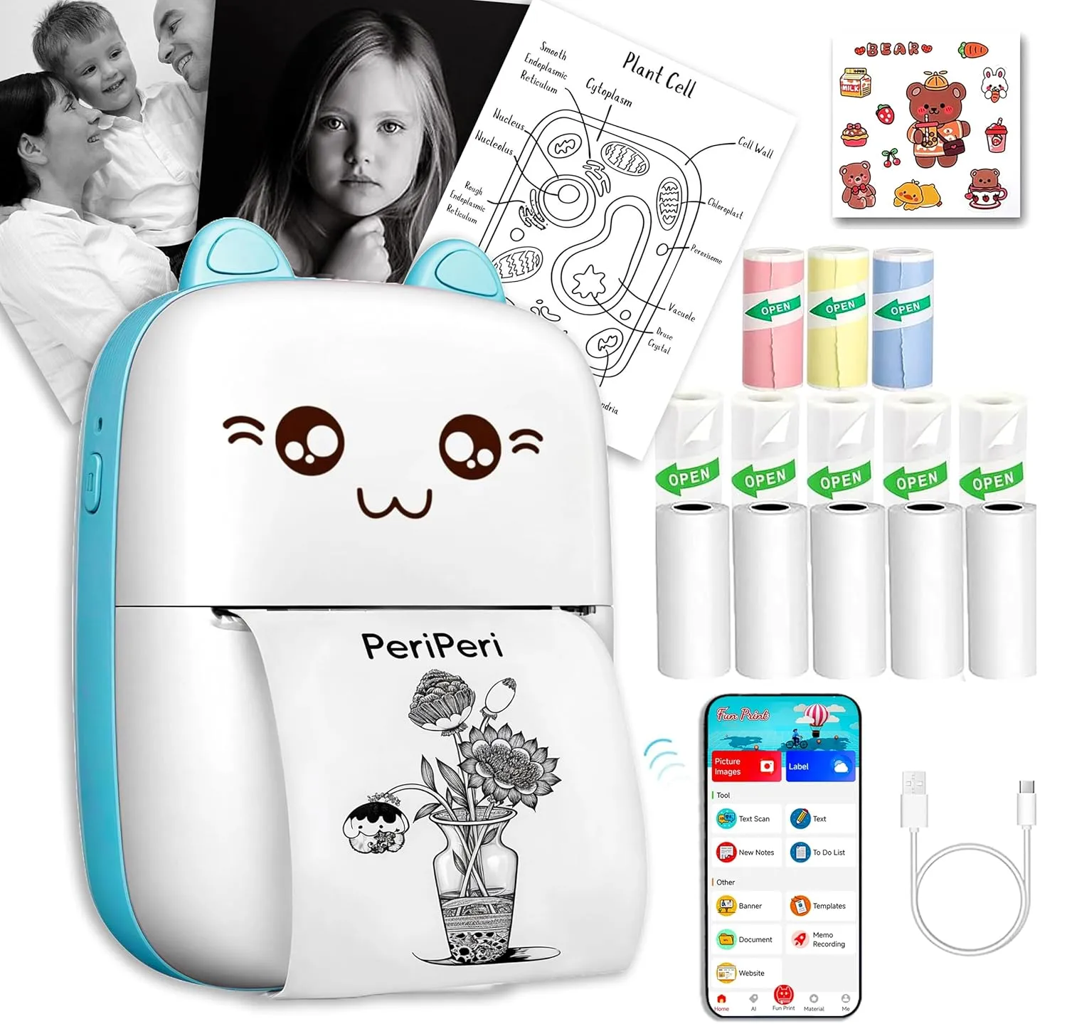 Mini Thermal Printer (1Year Warranty) Inkless Bluetooth Pocket Printer
