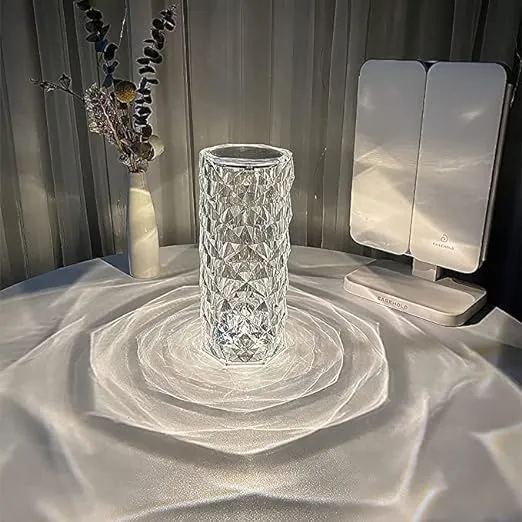 Crystal Lamp,16 Color Changing Rose Crystal Diamond Table Lamp,USB Rechargeable Touch Bedside Lamp Night Light