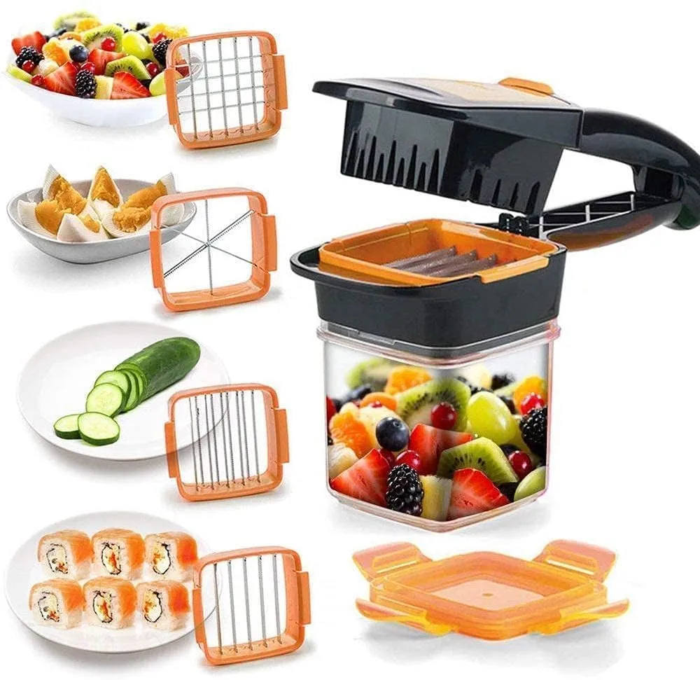 Nicer Vegetable Dicer Chopper 5 in 1 Multi-Function Slicer Vegetable & Fruits Cutter, Dicer Grater & Chopper, Peeler with Container Onion Cutter Kitchen